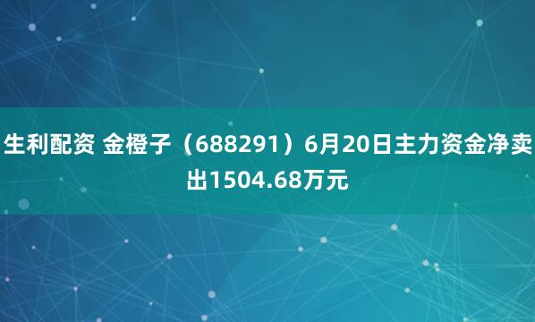 生利配资 金橙子（688291）6月20日主力资金净卖出1504.68万元